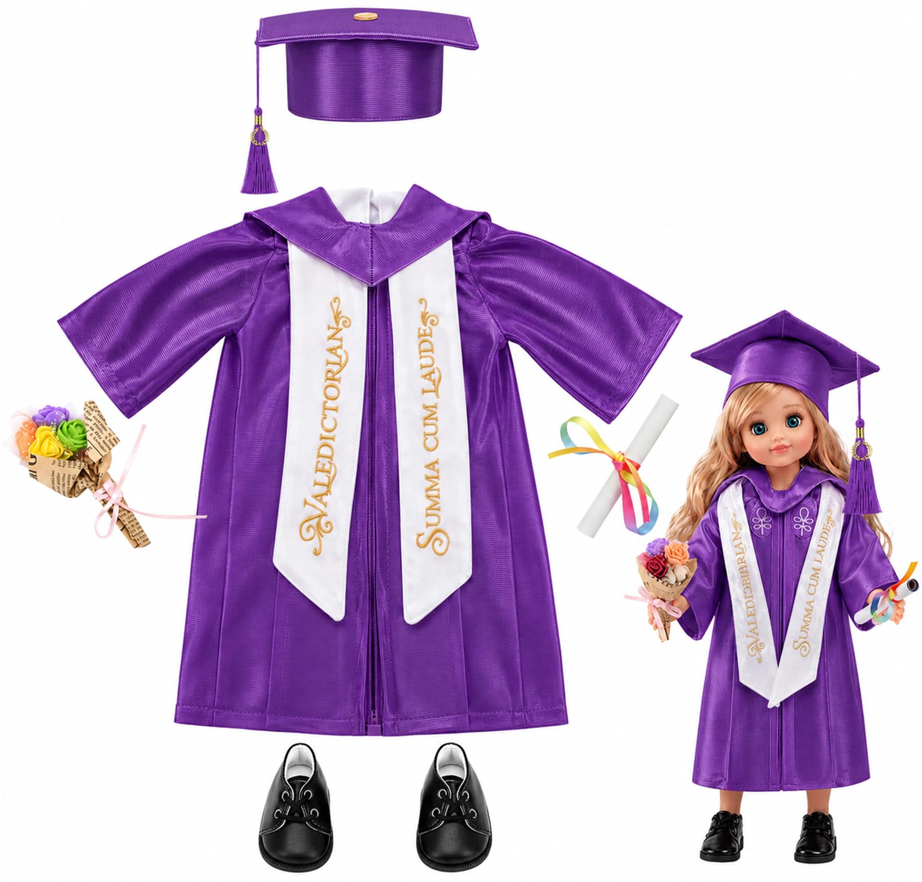 8 Pcs Graduation Gown Doll Clothes and Accesso
